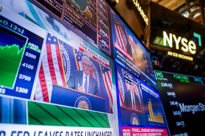 Traders On The Floor Of The New York Stock Exchange As Fed Chair Powell Holds New Conference