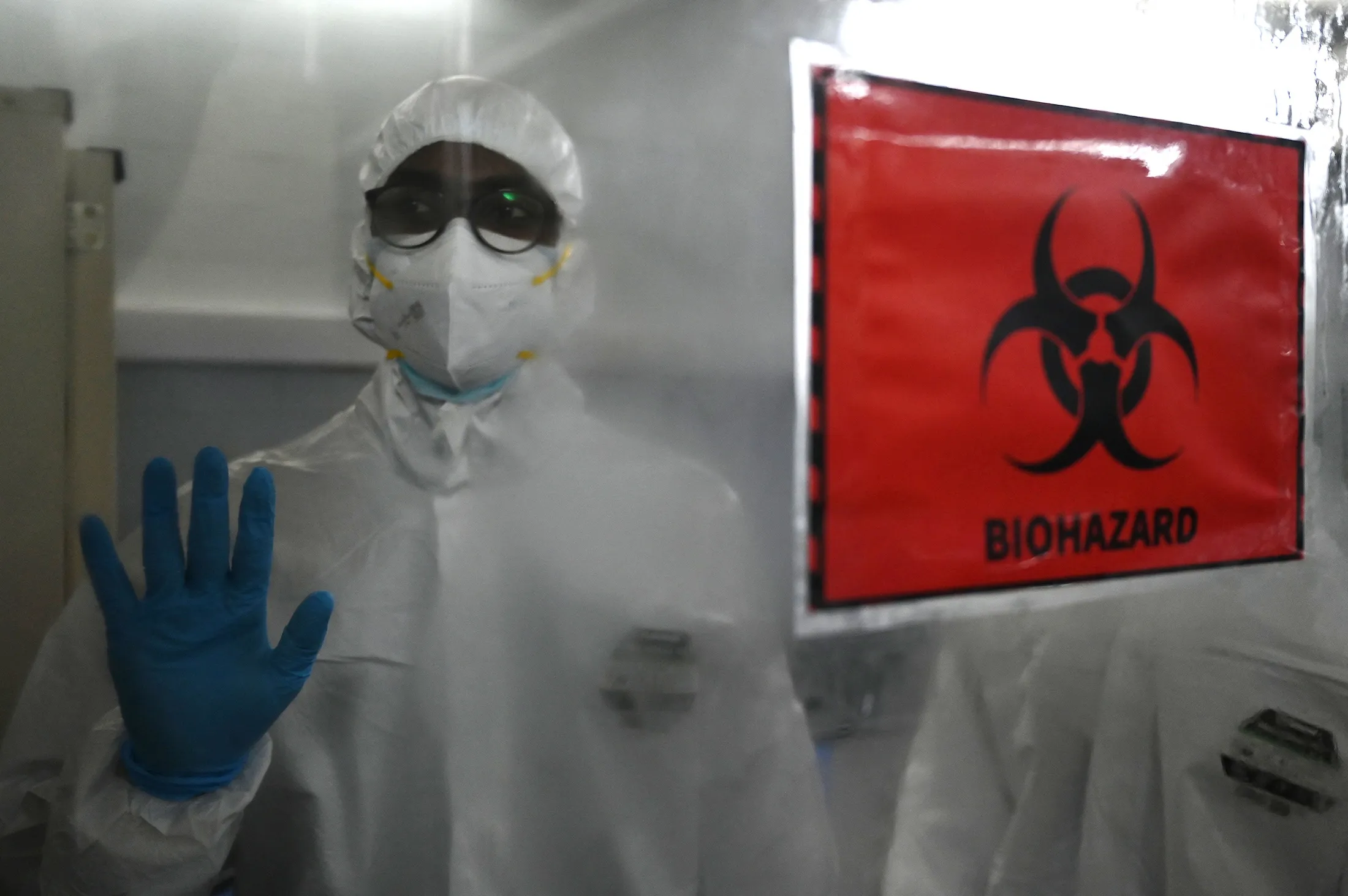 A technician inside a molecular laboratory facility set up to test for monkeypox at the King Institute in Chennai, earlier in July. 