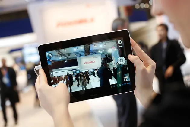 A Huawei MediaPad tablet at the 2013 Mobile World Congress in Barcelona, Spain