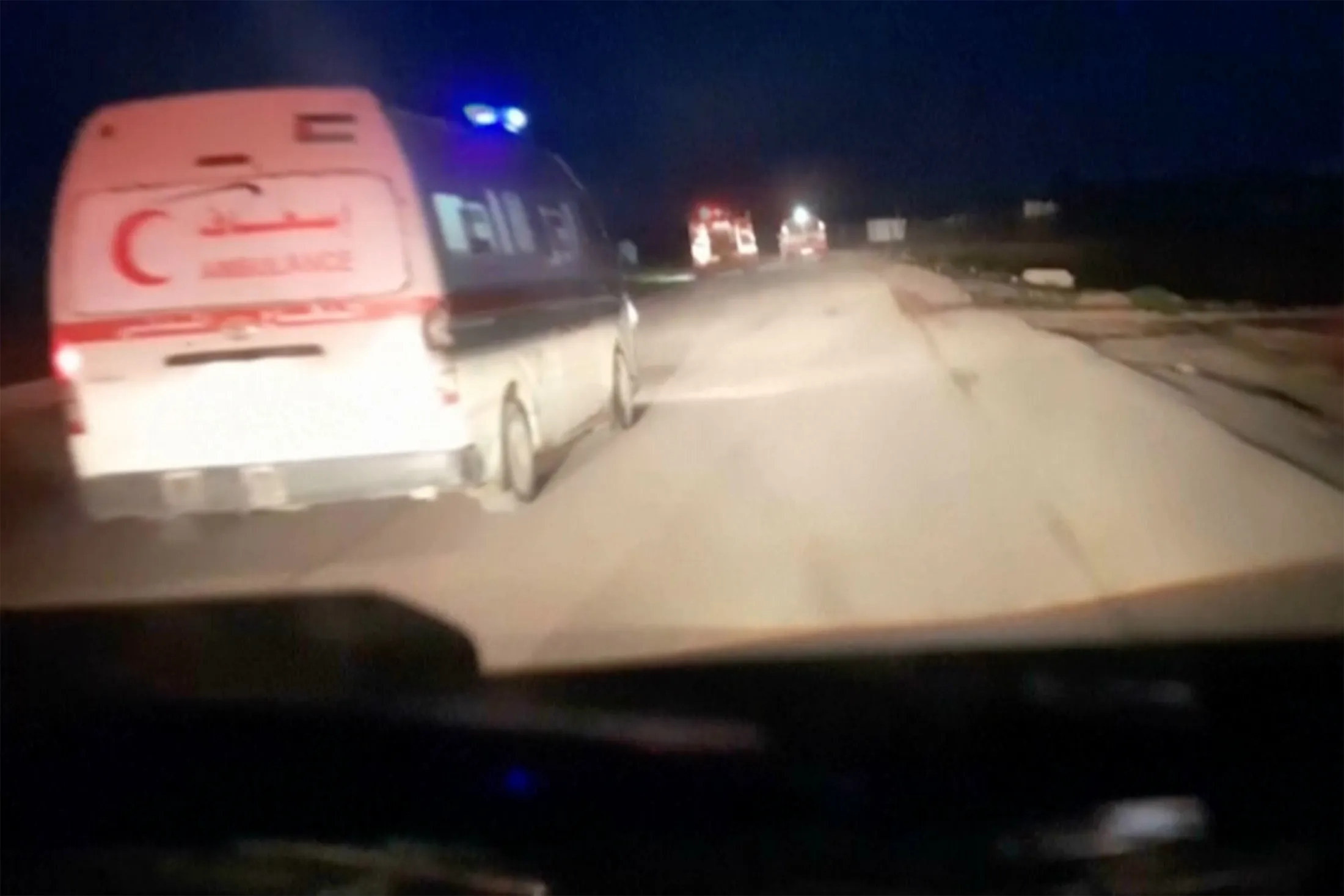 A video still taken from cellphone footage released by the Palestinian Red Crescent Service, shows the moments before the March 23 attack in Rafah.