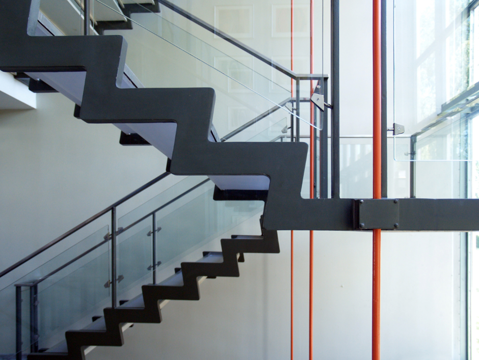 The staircase at Rødovre Town Hall, near Copenhagen, designed by the Danish architect Arne Jacobsen in the 1950's. 