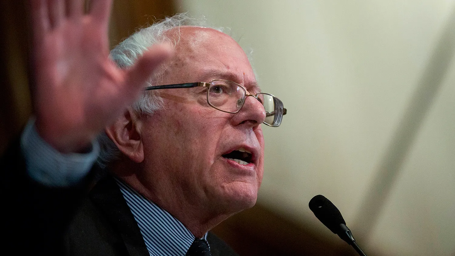 Senator Bernard "Bernie" Sanders, an independent from Vermont and possible presidential candidate, speaks during a luncheon at the National Press Club in Washington, D.C., U.S., on Monday, March 9, 2015.
