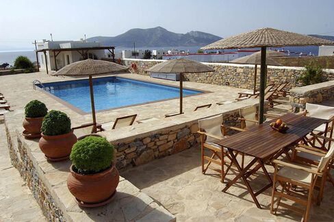 The pool area at the Aeolos Hotel.