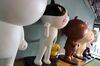 Statues of characters from the messaging application Line, operated by Line Corp., stand at the Naver Corp. headquarters.