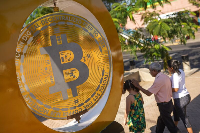 A Bitcoin statue in Ilopango, El Salvador.