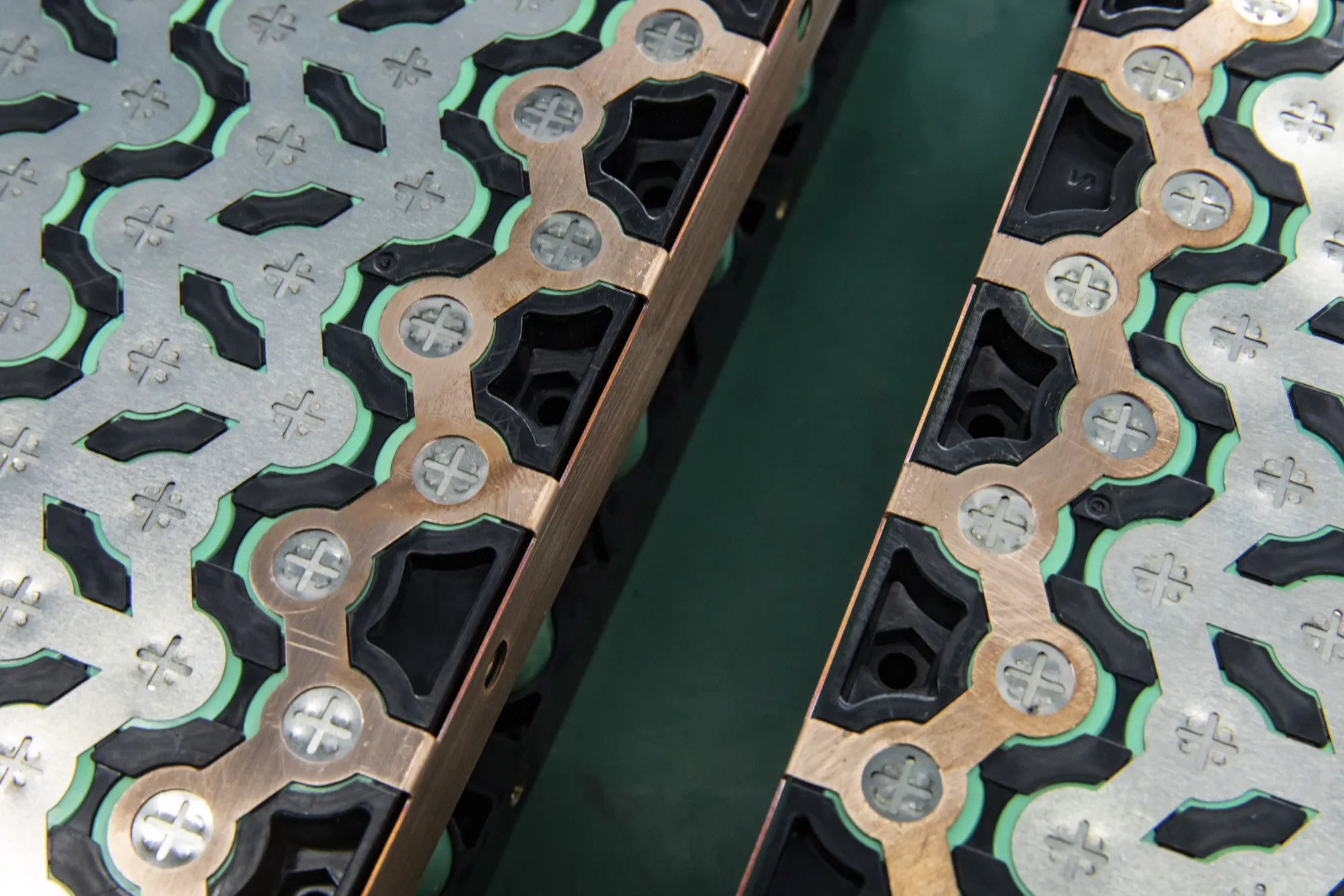 Battery packs&nbsp;on a factory production line in Dongguan, China.