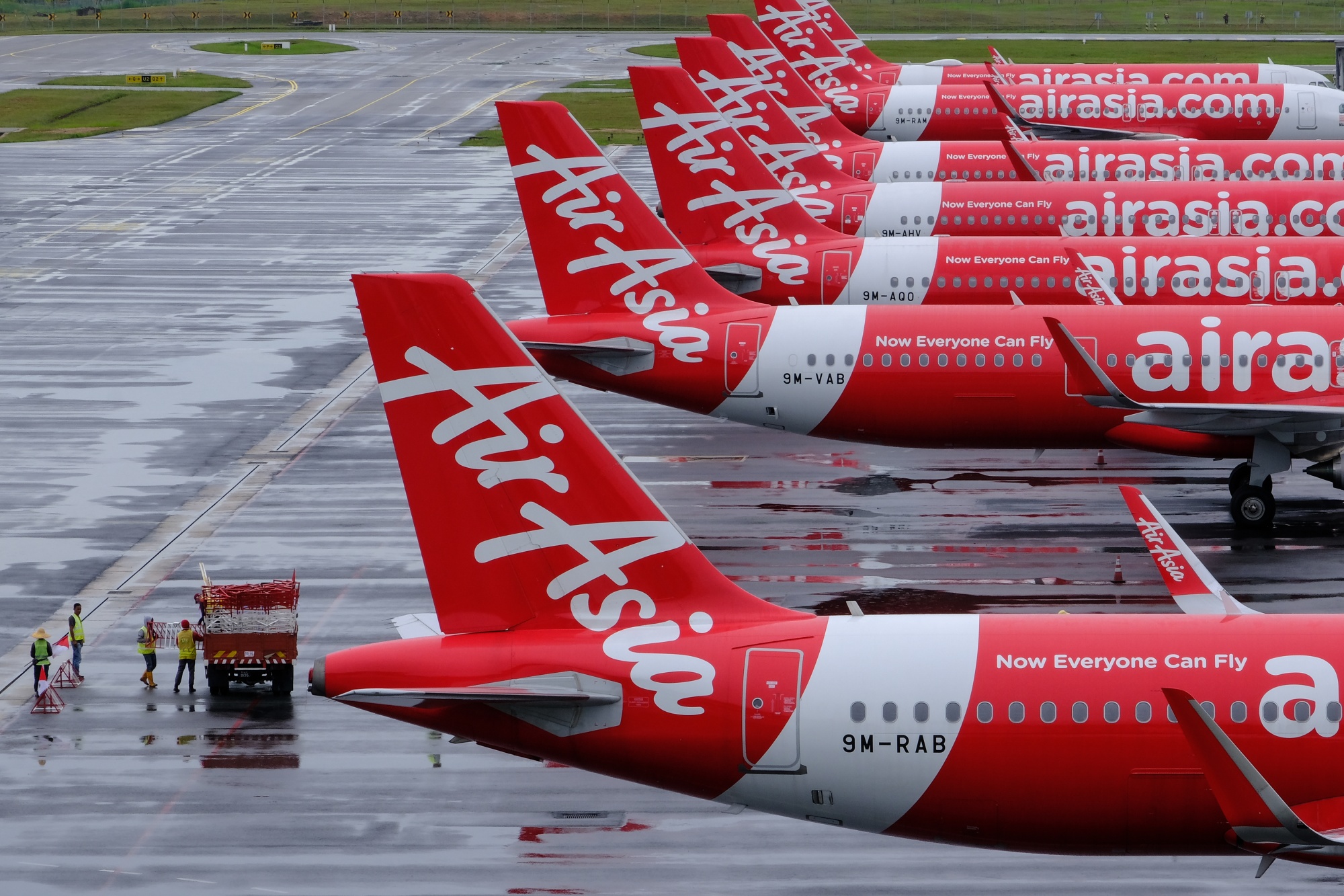 AirAsia aircraft stand on the tarmac at Kuala Lumpur International Airport 2 (KLIA2) in Malaysia on May 13.