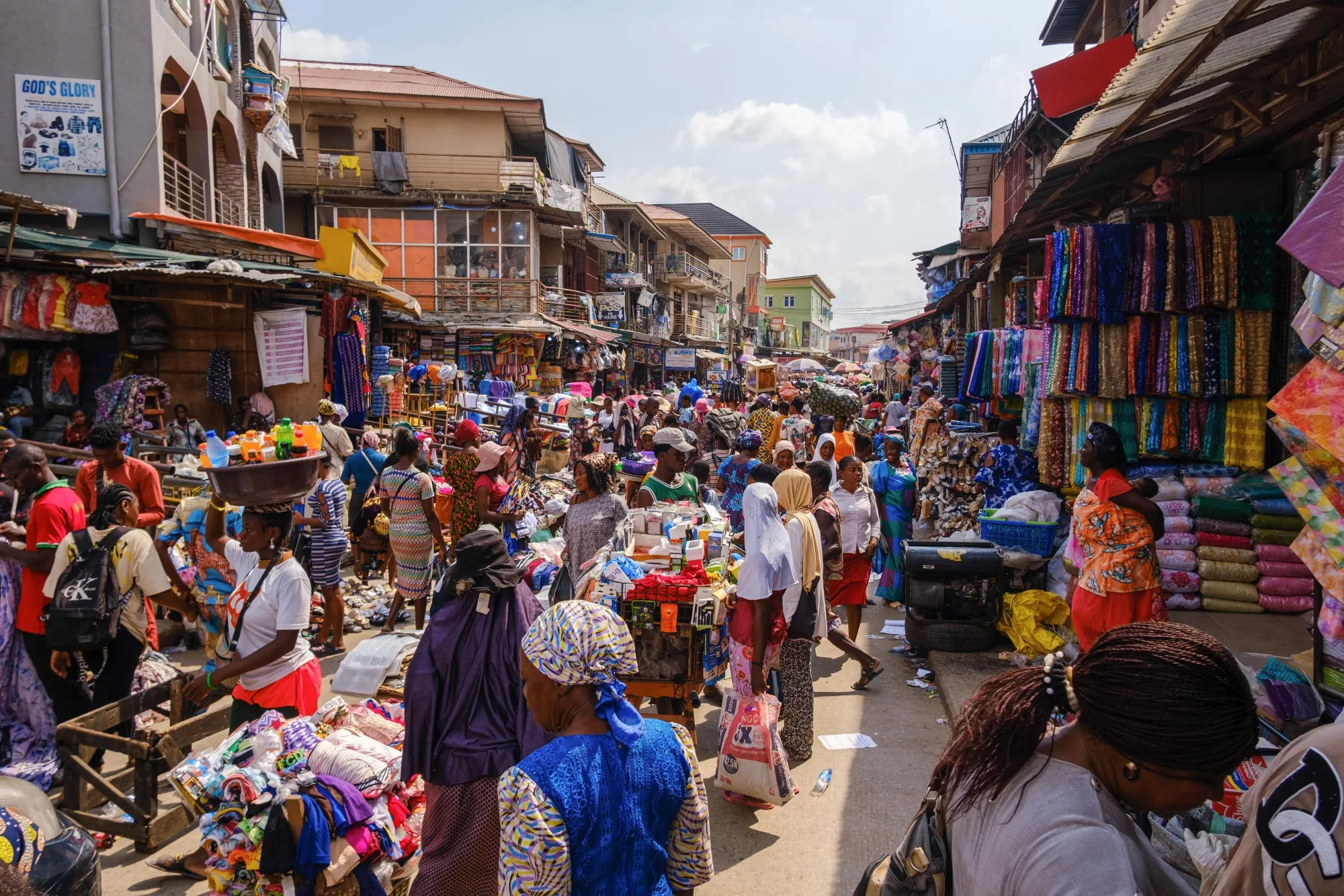 Shoppers at the Oshodi market in Lagos, Nigeria.