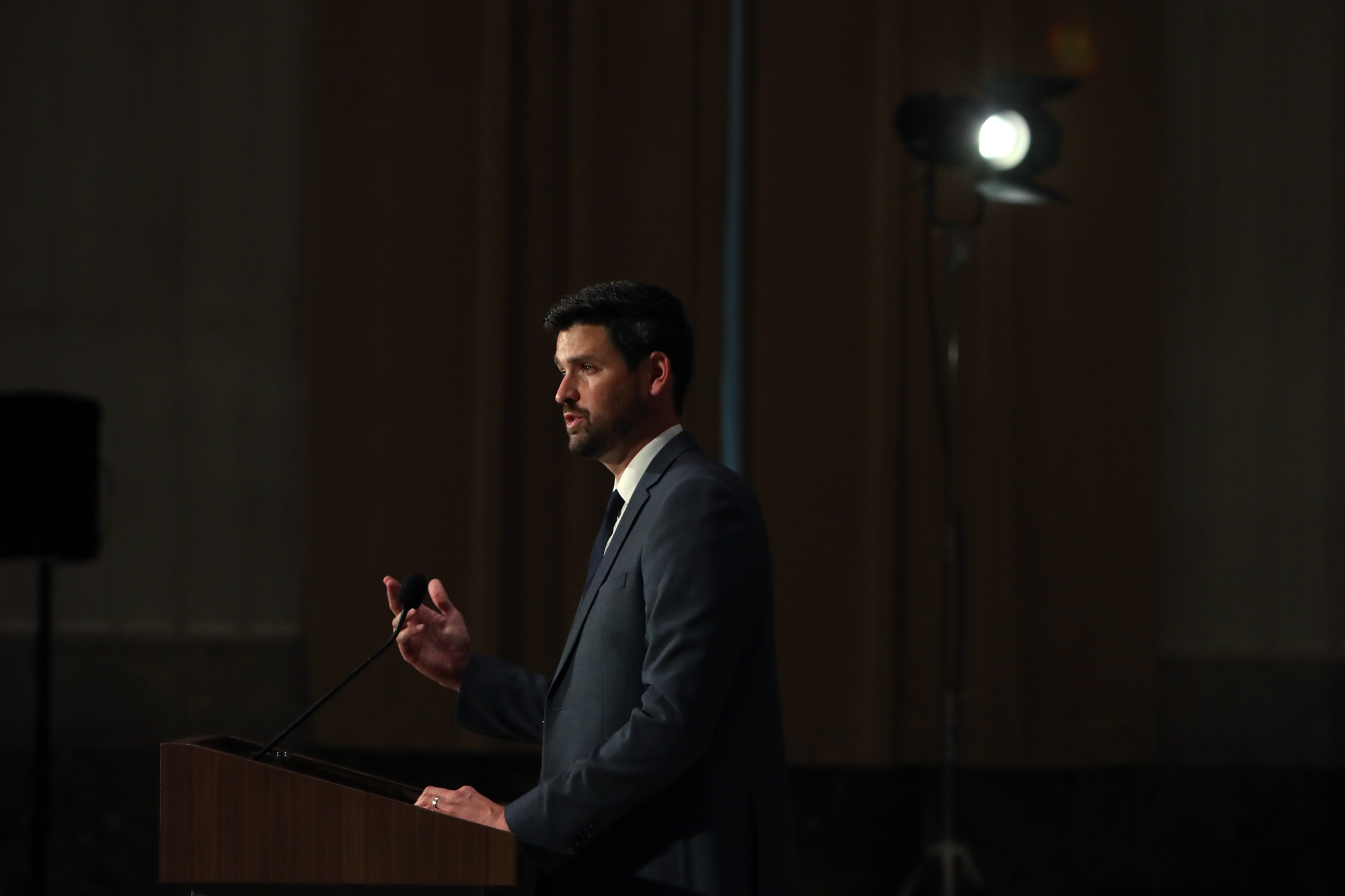 Sean Fraser speaks during an Ottawa news conference after being sworn in as immigration minister on Oct. 26.