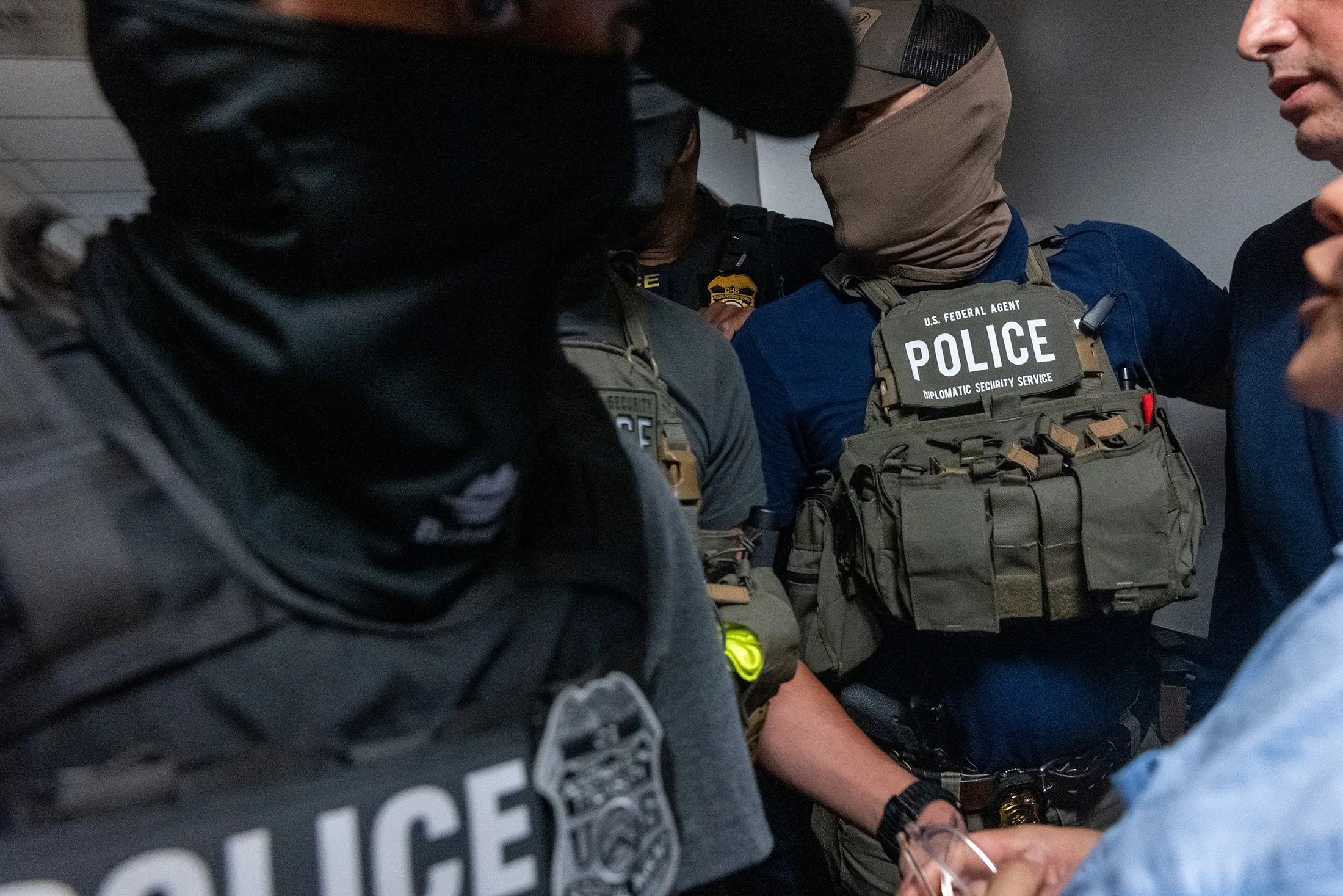 Federal agents patrol the halls of immigration court at the Jacob K. Javitz Federal Building in New York on July 16.