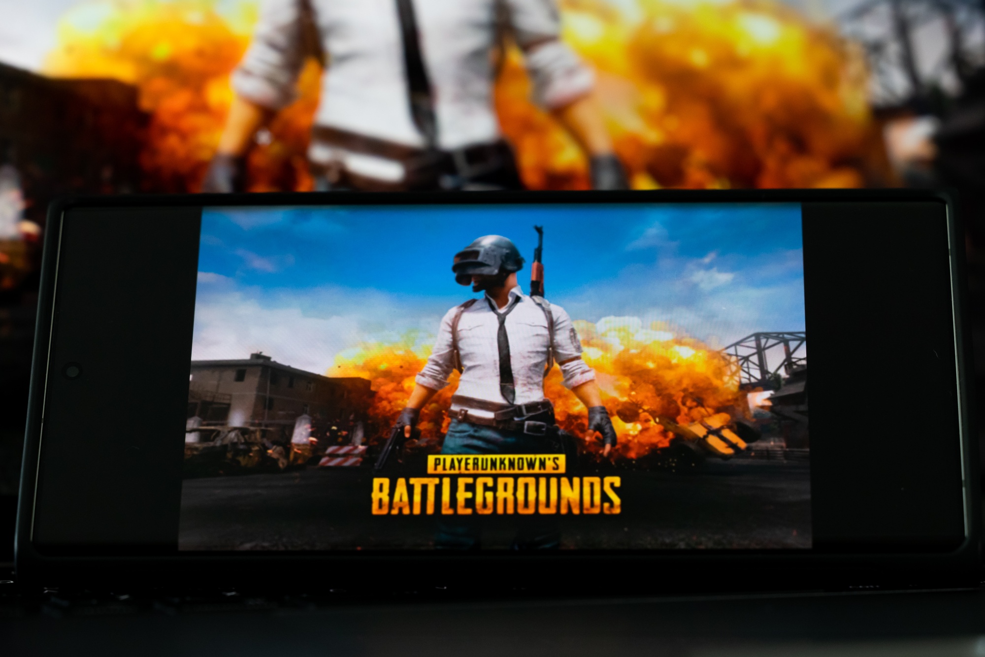 PlayerUnknown’s Battlegrounds game displayed on a smartphone screen.