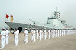 Members of the Chinese Navy on the deck of the guided-missile destroyer Suzhou at a military port in Zhoushan, China, on May 18.