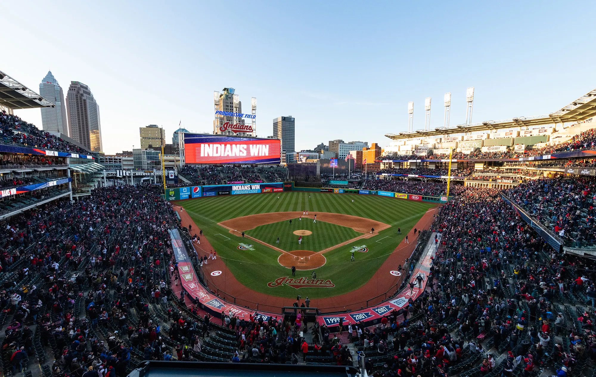 Progressive field during a Cleveland Indians a Home Opener in Cleveland, Ohio in 2019.&nbsp;