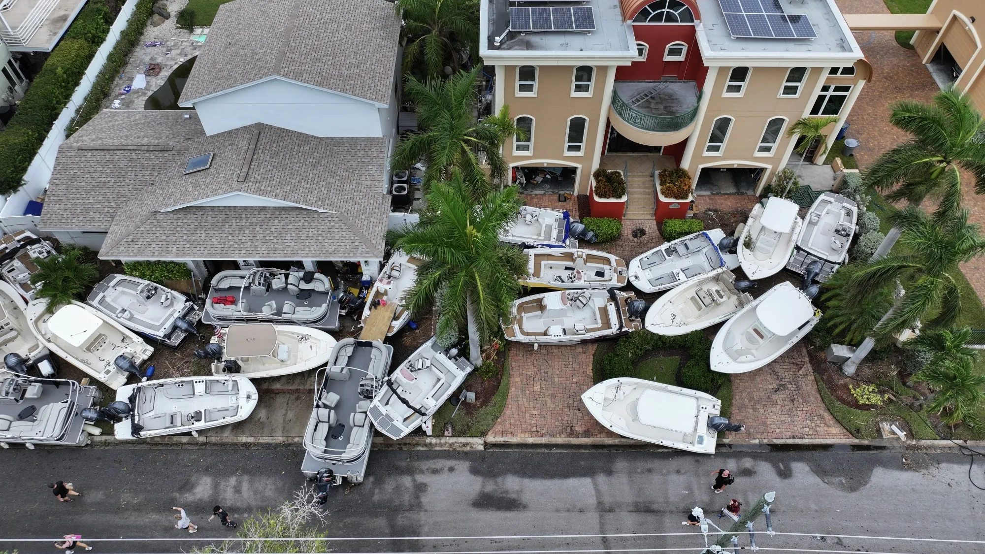 Boats are piled up in front of homes after Hurricane Helene&nbsp;in Treasure Island, Florida,&nbsp;on Sept. 28.