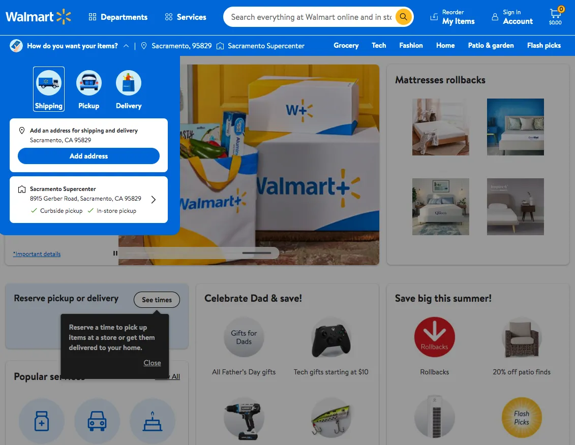 The&nbsp;Walmart.com website.