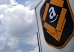 The Amazon.com logo is displayed outside the company's fulfillment center in Kenosha, Wisconsin, U.S..