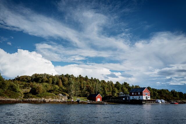 Traditional waterside housing on Froya.