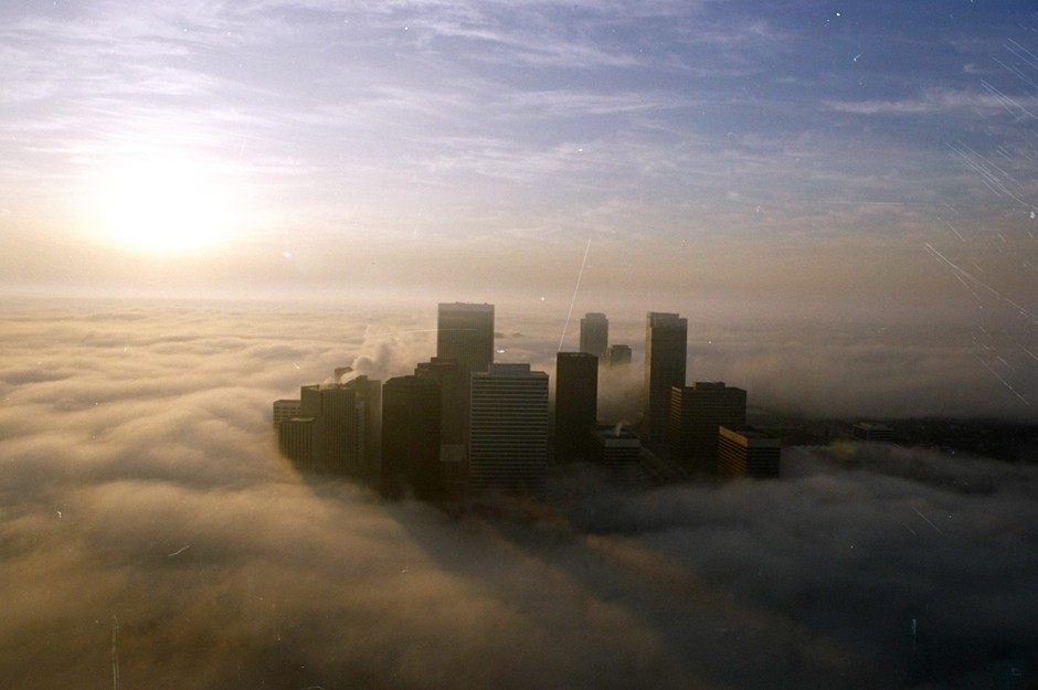 The frequency of fog in Los Angeles has decreased since this photo was taken in 1994. 