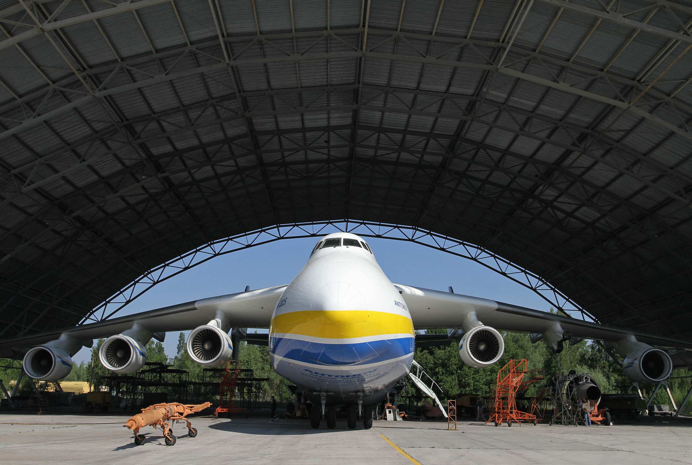 The Antonov-225 cargo aircraft.