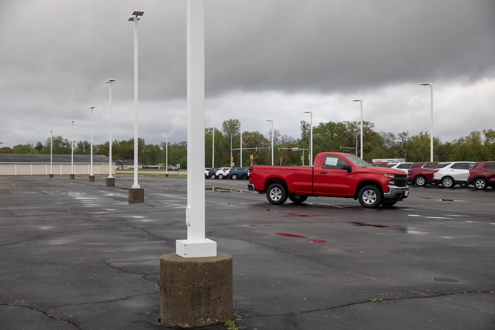 A 2021 Chevrolet Silverado at a dealership in East Moline, Illinois, on May 3.