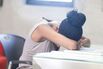 Office worker stressed and upset in office