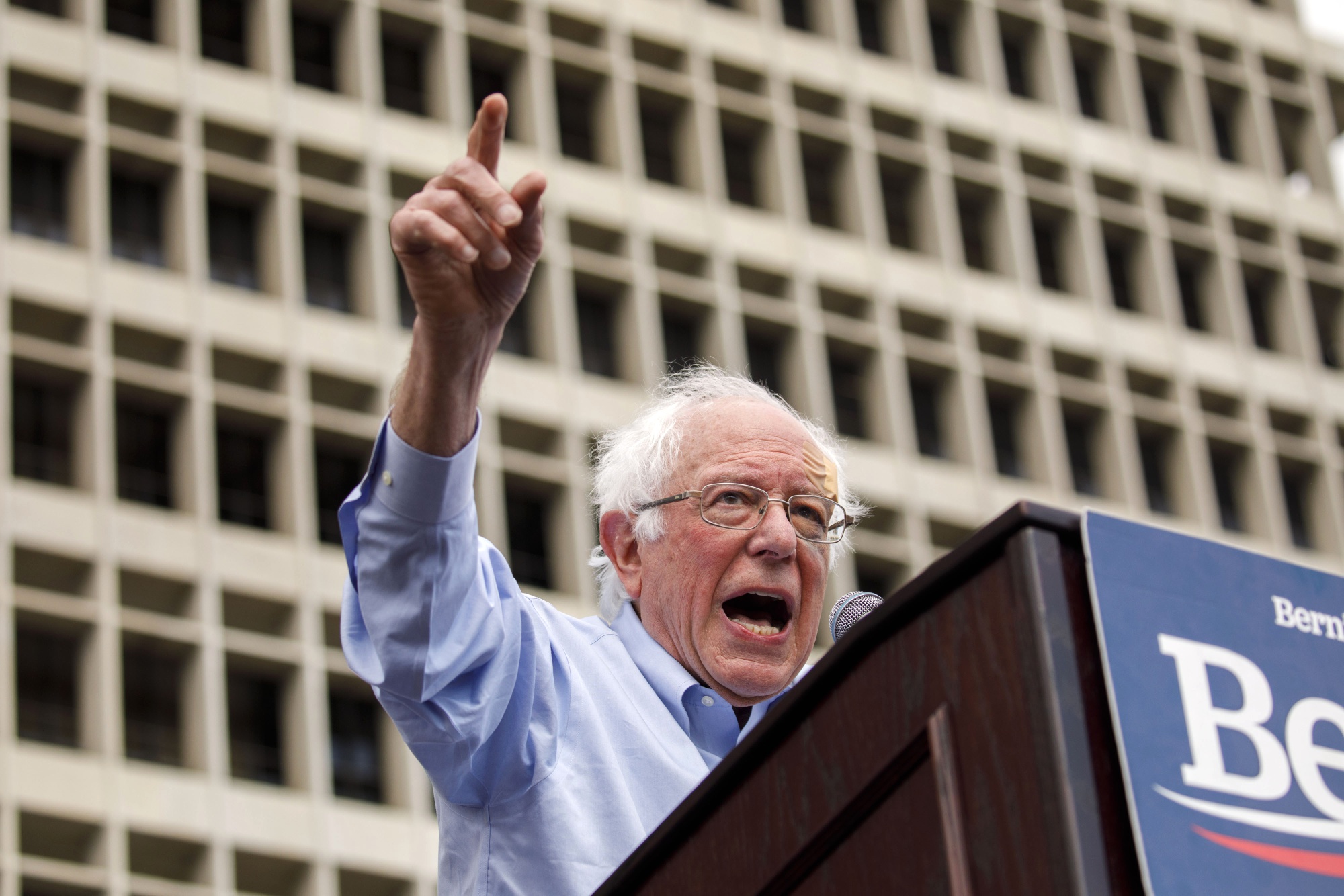 Bernie Sanders during a campaign rally in Los Angeles.