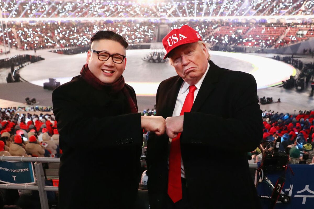 Kim and Trump impersonators at the Winter Olympics. Image: Ryan Pierse/Getty Images