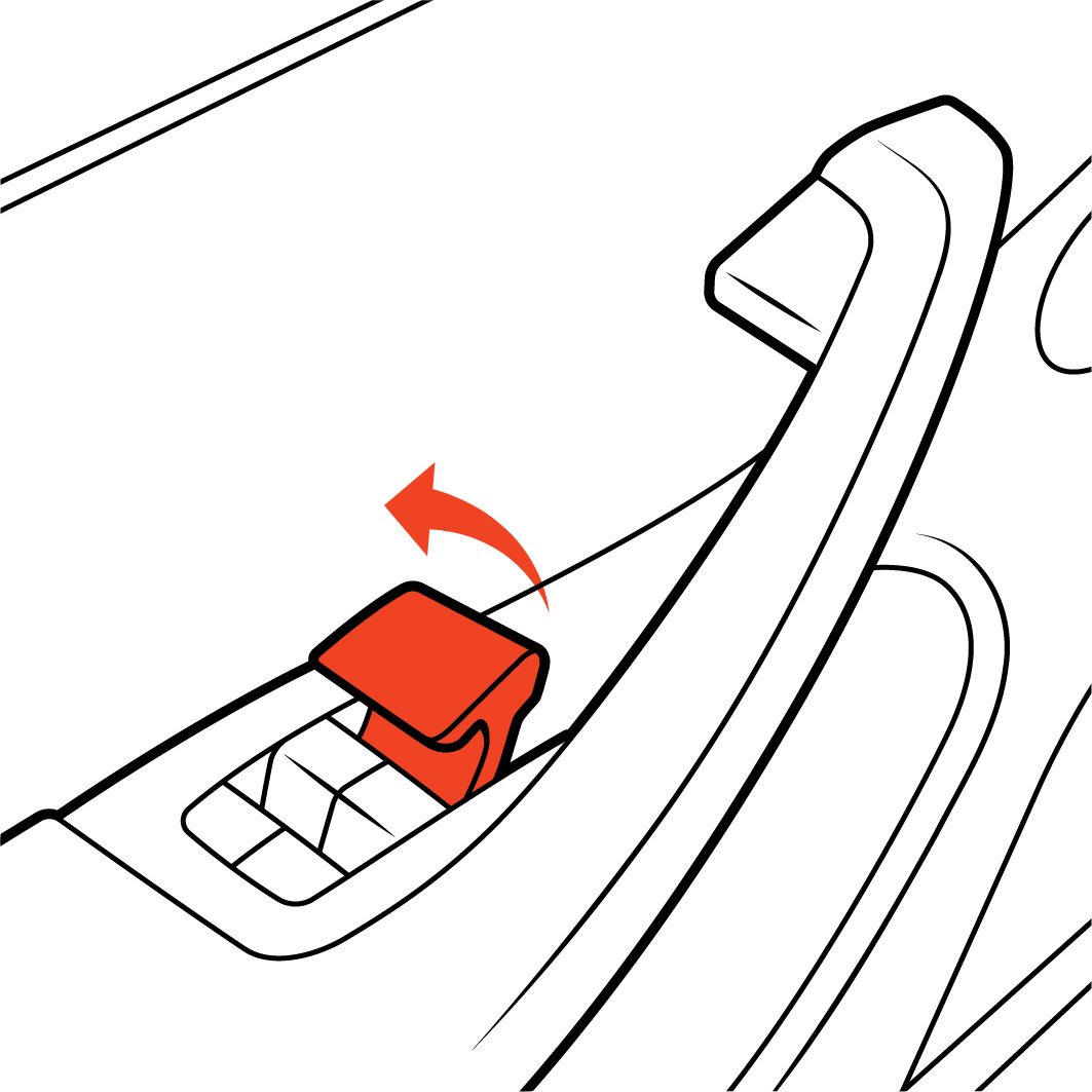 Close up view of the front driver side interior door handle