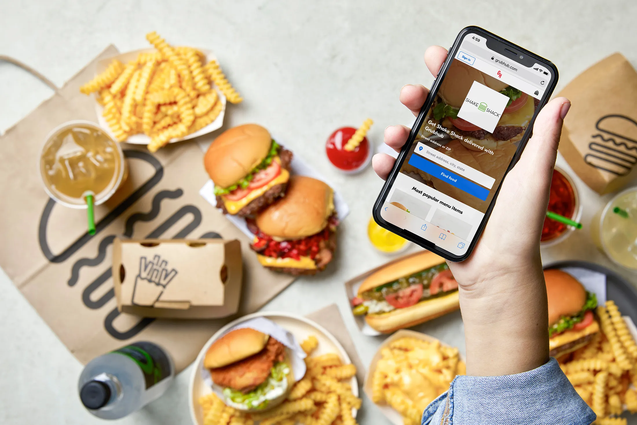 Shake Shack and GrubHub delivery partnership.