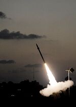 A missile is launched by an Iron Dome battery on July 13 in the southern Israeli city of Ashdod