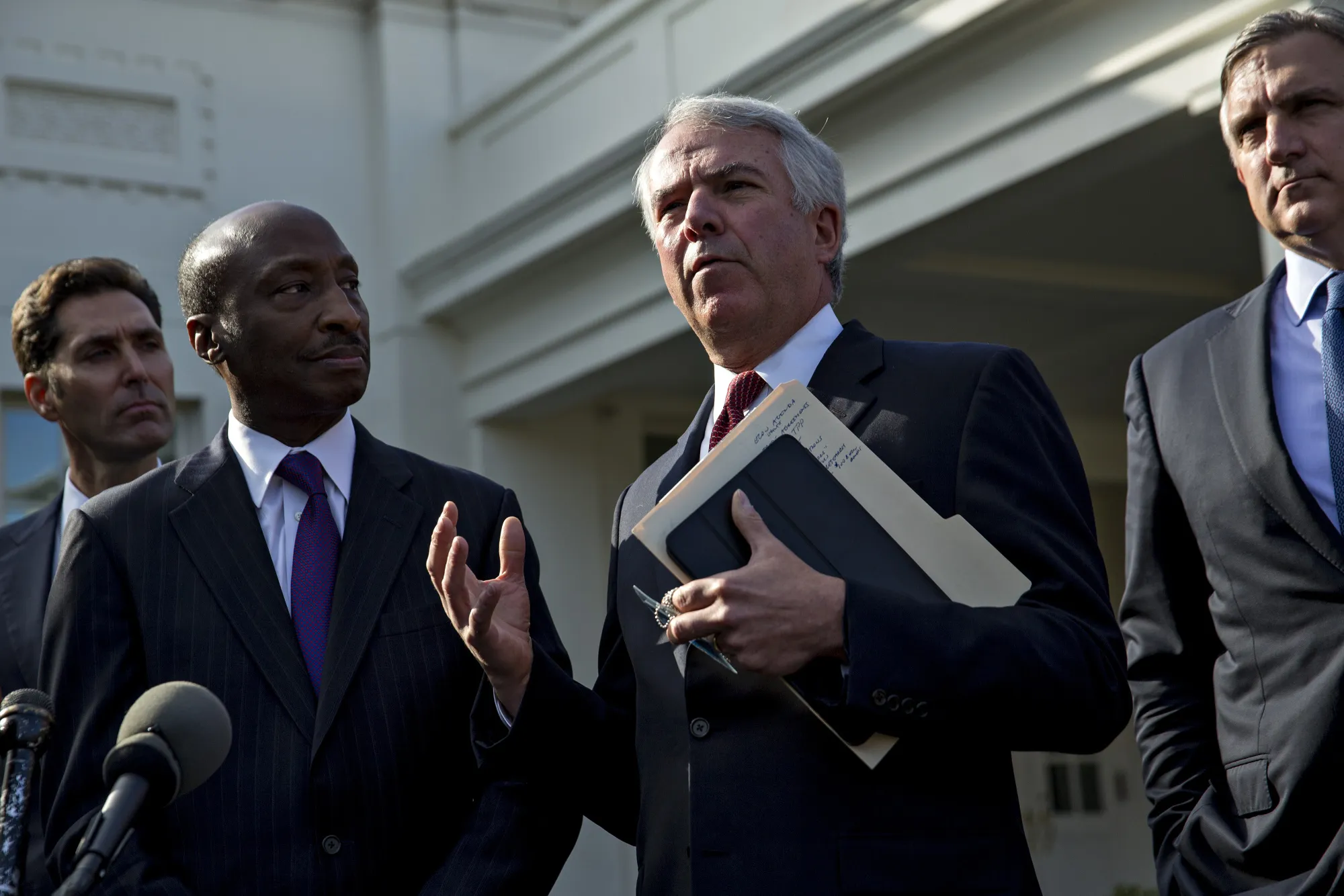 Robert Hugin at a news conference outside the White House&nbsp;on&nbsp;Jan. 31, 2017.&nbsp;
