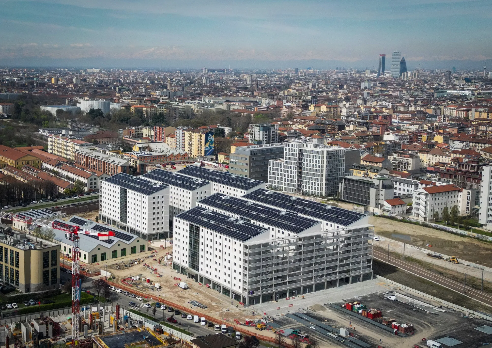An aerial view of the the Olympic Village in Milan’s new Romana Park, part of the redevelopment of the disused Porta Romana railway station