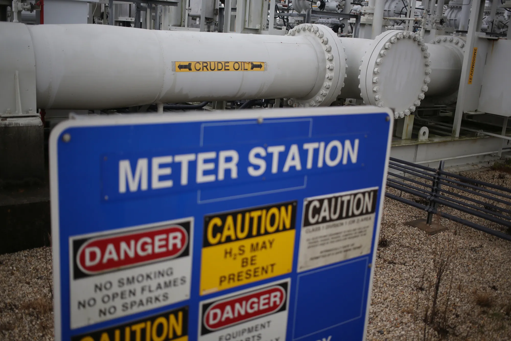 Oil pipelines at the Bryan Mound Strategic Petroleum Reserve in Freeport, Texas.