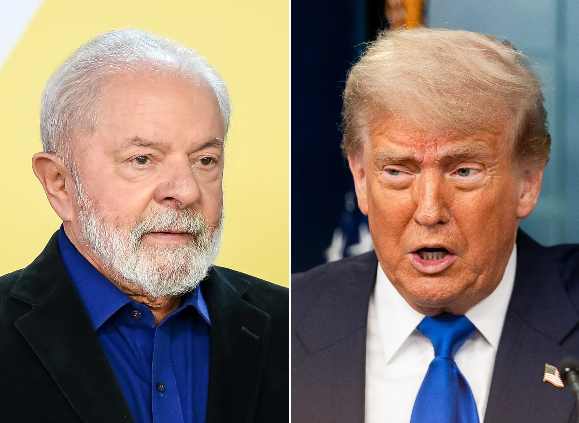 Luiz Inacio Lula da Silva of Brazil, left, and US President Donald Trump