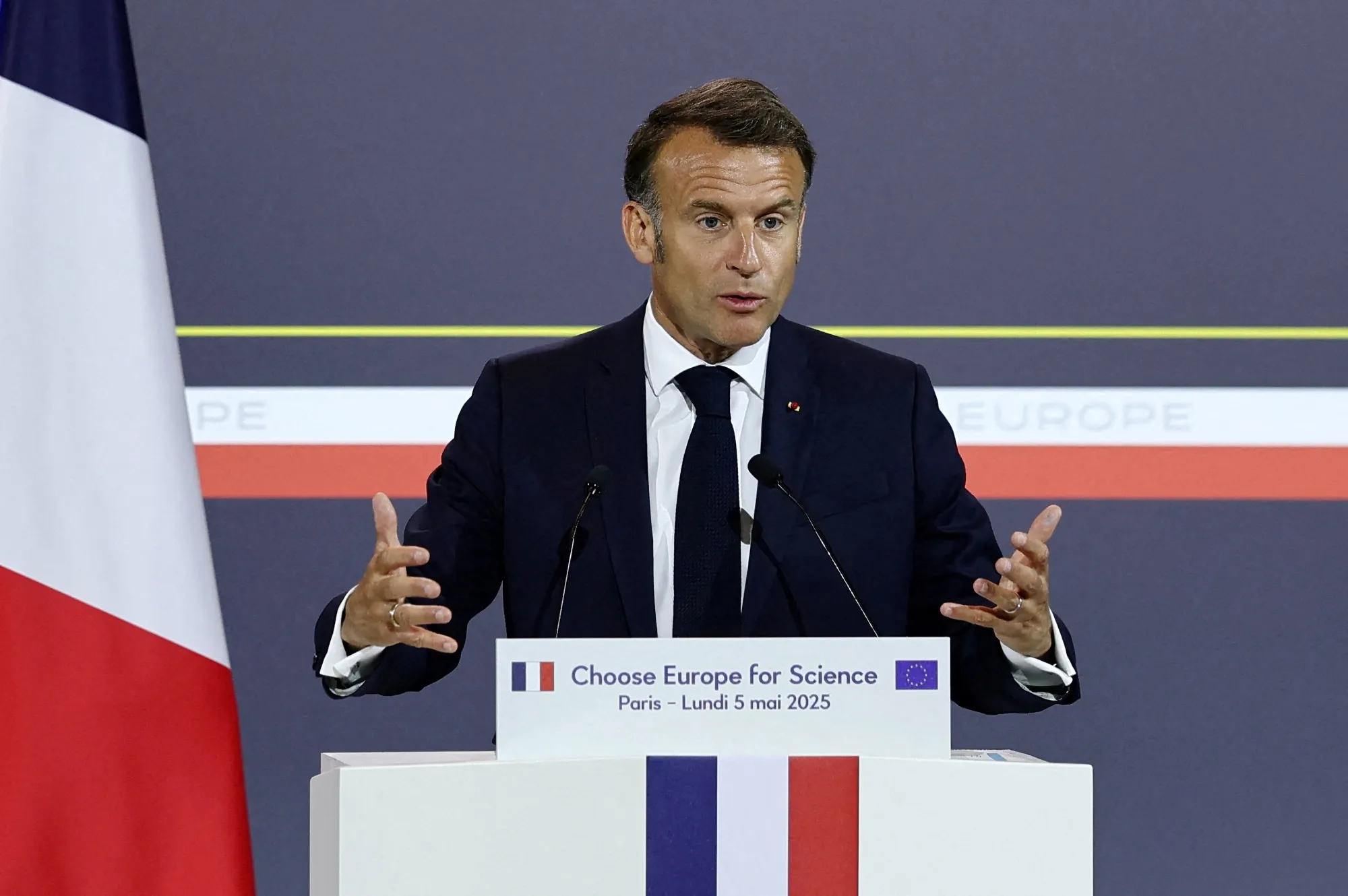 Emmanuel Macron during the “Choose Europe for Science” conference in Paris, on May 5.