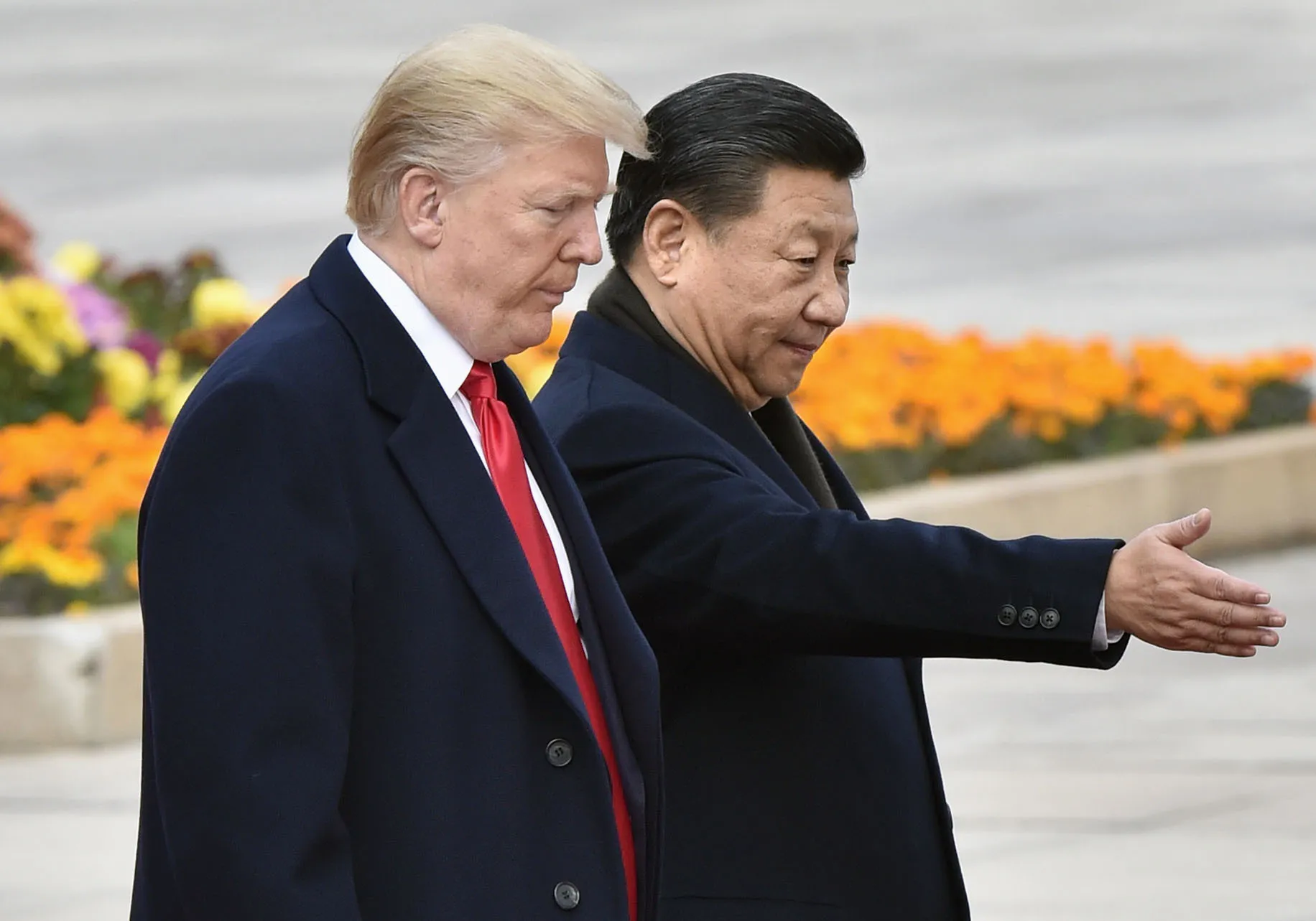 Xi Jinping and Donald Trump in Beijing in 2017.&nbsp;