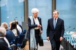Christine Lagarde and Mario Draghi at the ECB headquarters in Frankfurt.