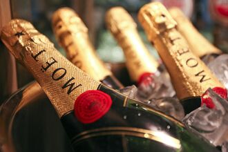 Bottles of Moet and Chandon champagne