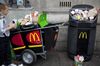 UK - Waste - MacDonalds rubbish bin and trash cart