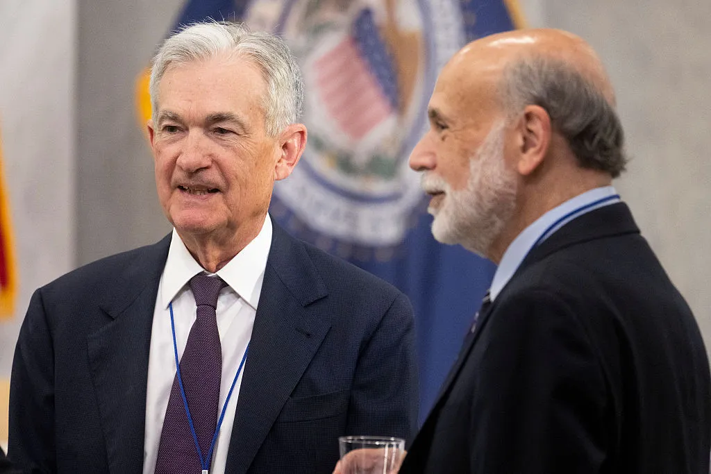 Changing times: Fed Chair Jerome Powell and former Chair Ben Bernanke&nbsp;