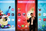 Sundar Pichai, senior vice president for Android, Chrome, and apps at Google, speaks during the company's Android One smartphone launch in New Delhi on Sept. 15
