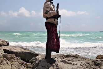 An armed Somali pirate in 2010.