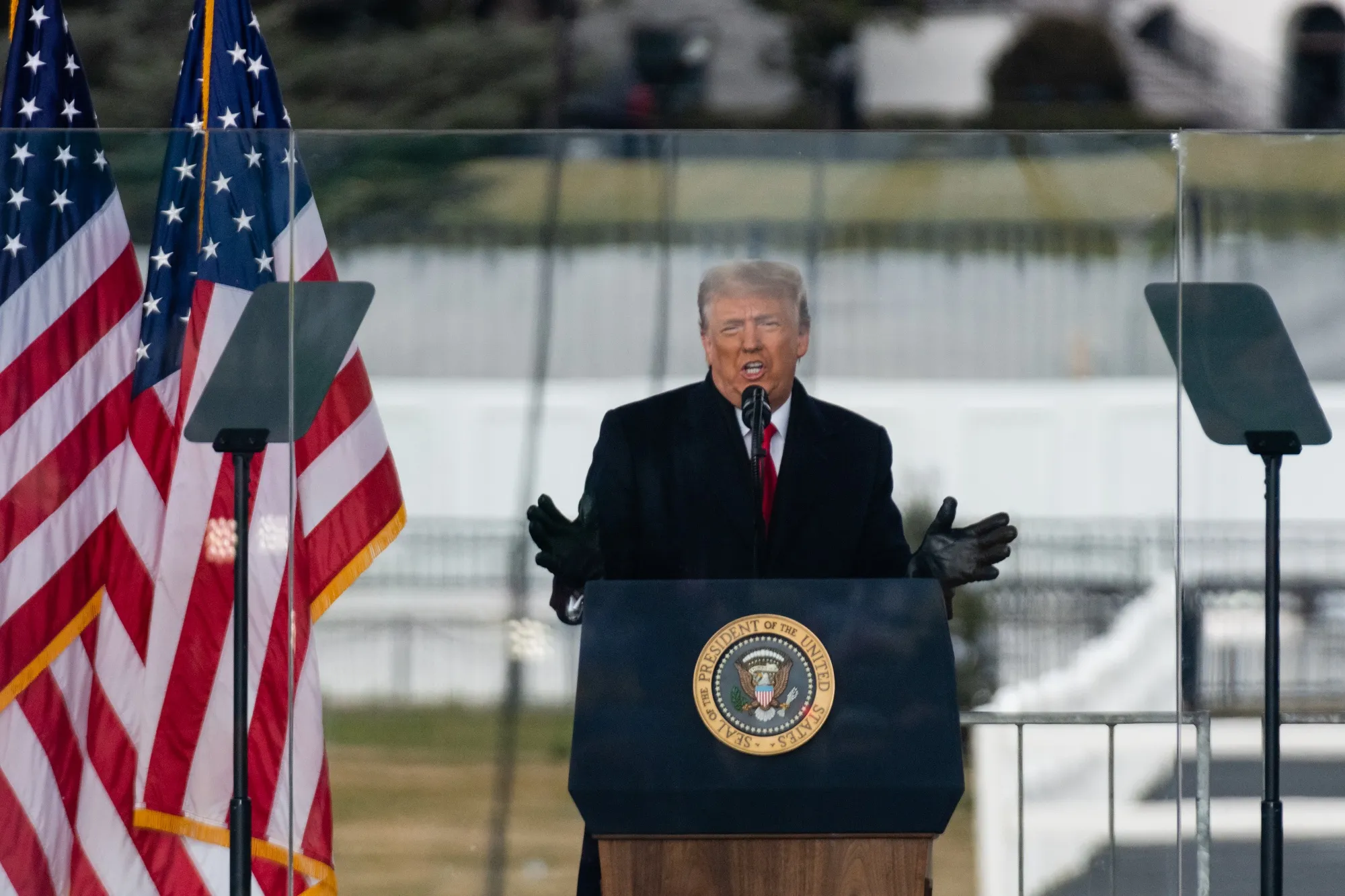 President Donald Trump speaks during a rally, before protesters stormed the U.S. Capitol,&nbsp;in Washington, D.C., U.S., on&nbsp;Jan. 6.