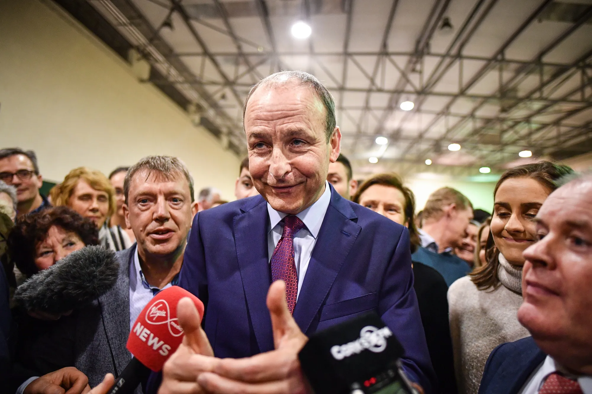 Micheal Martin at the Irish General Election count&nbsp;in Cork on February 9.