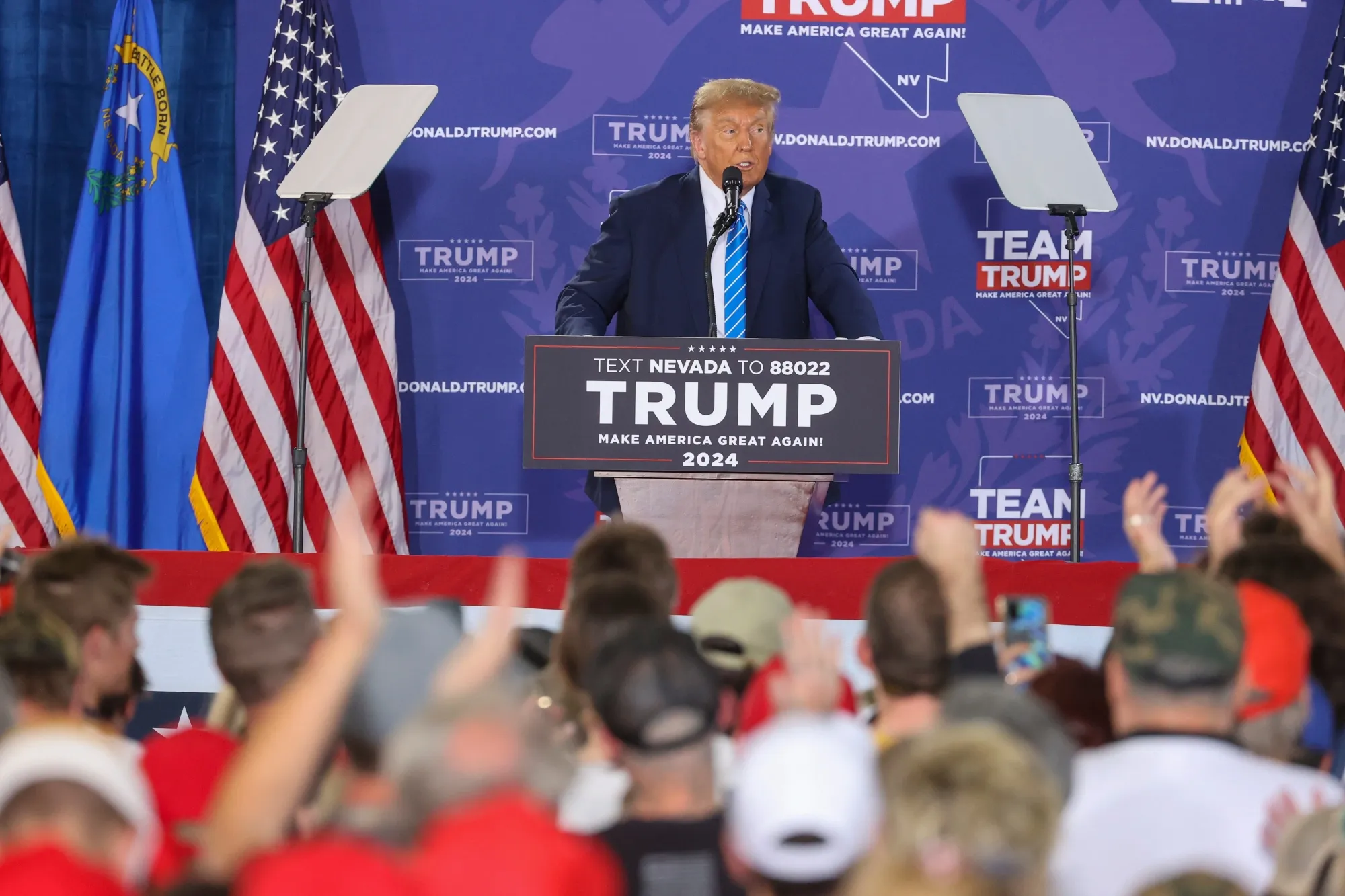 Donald Trump speaks during a campaign event&nbsp;in Las Vegas, Nevada, US, on Jan. 27.