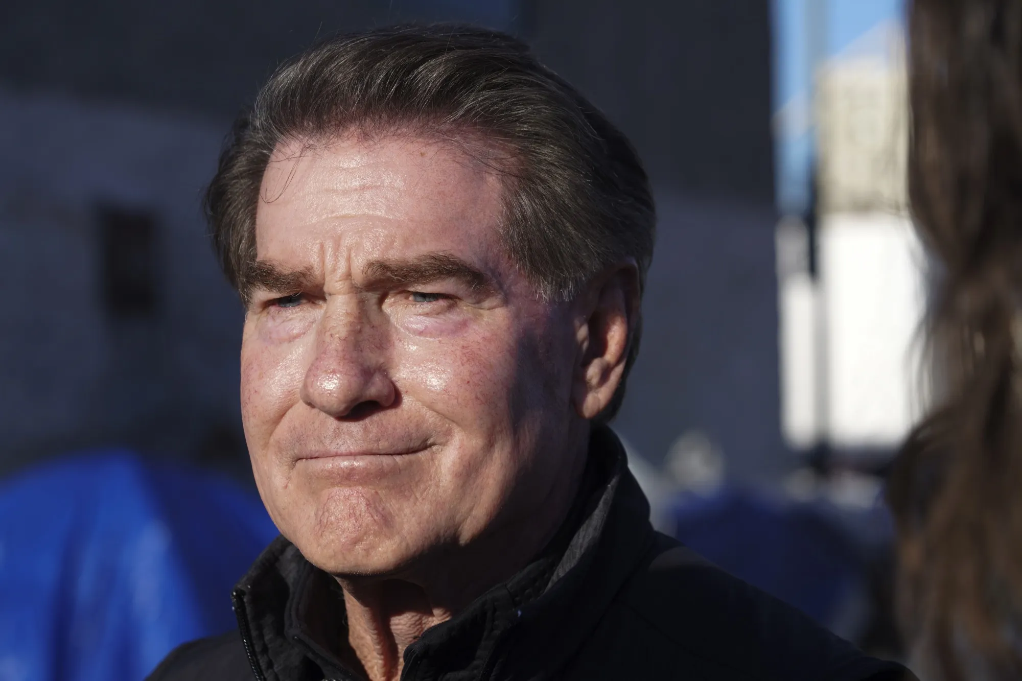 Former baseball player Steve Garvey talks to reporters during a visit to the Skid Row area of Los Angeles on Jan. 11, 2024. The candidacy for the U.S. Senate of former California baseball star Garvey has brought a splash of celebrity to the race that has alarmed his Democratic rivals and tugged at the state's political gravity. (AP Photo/Richard Vogel, File)