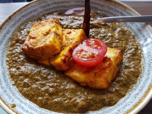 Saag with tandoori paneer.