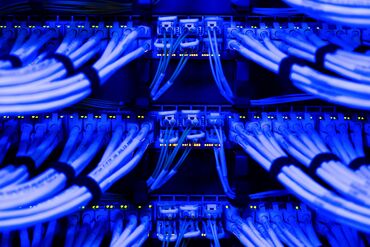 High End Data Cables Feed Into Servers