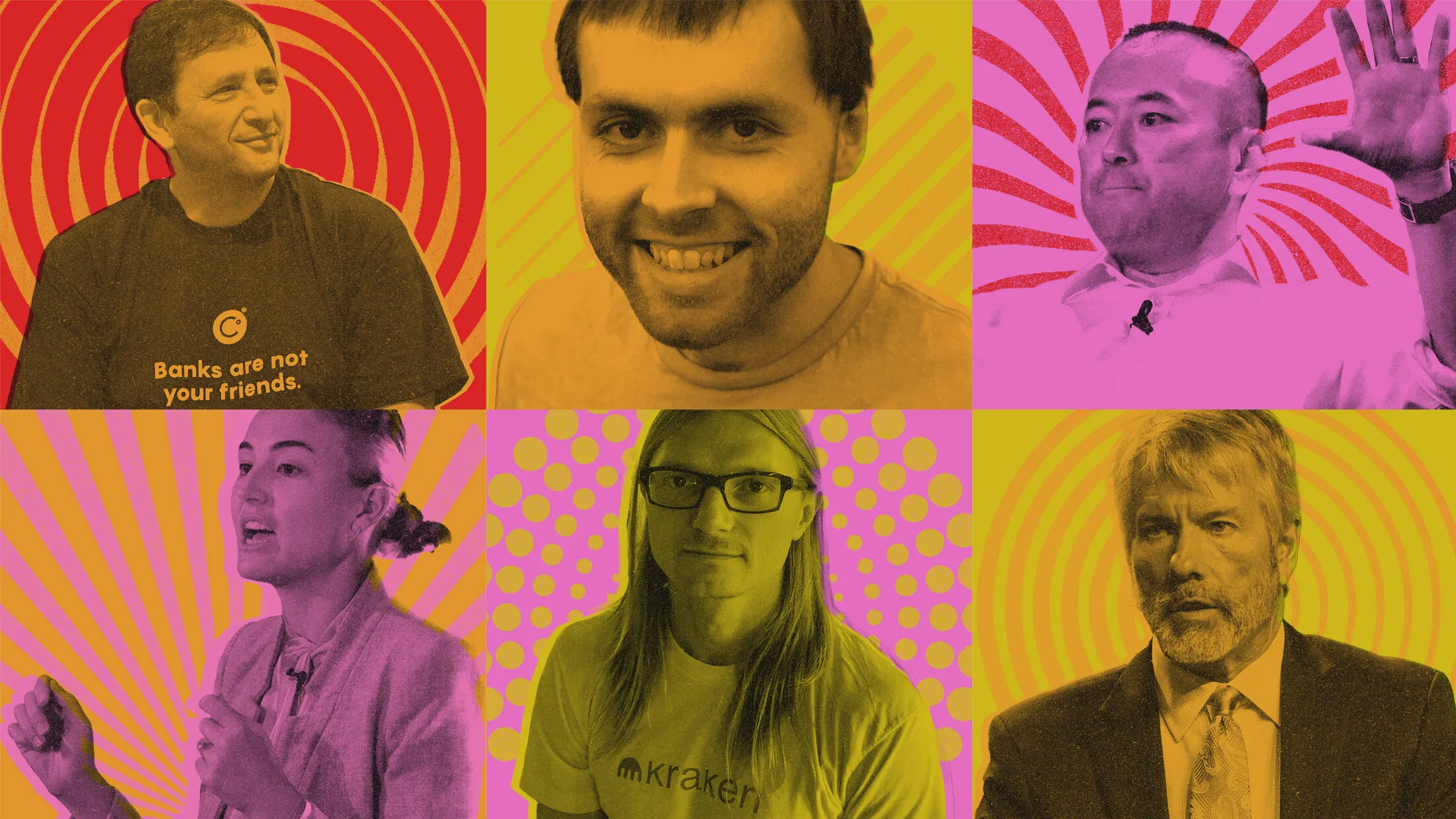More than two dozen high-ranking executives have stepped aside from key posts in the past two months alone.&nbsp;Clockwise from top left: Alex Mashinsky, Sam Trabucco, Michael Moro, Michael Saylor, Jesse Powell and Aya Kantorovich.