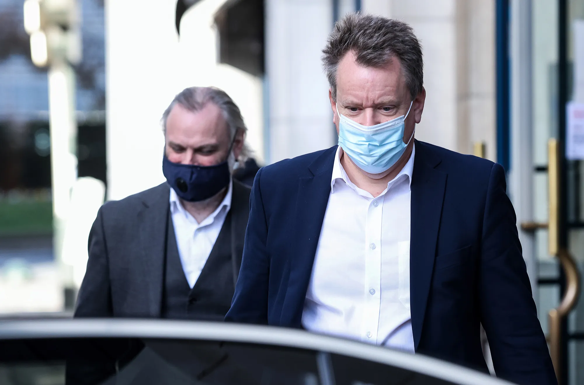 David Frost, right,&nbsp;in Brussels in Dec. 2020.